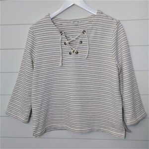 Orvis Top Nautical Stripe Popover French Terry Womens Medium